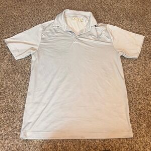 Rorie Whelan Golf Polo Shirt Women's Small Light Blue Dot Pattern Short‎ Sleeve
